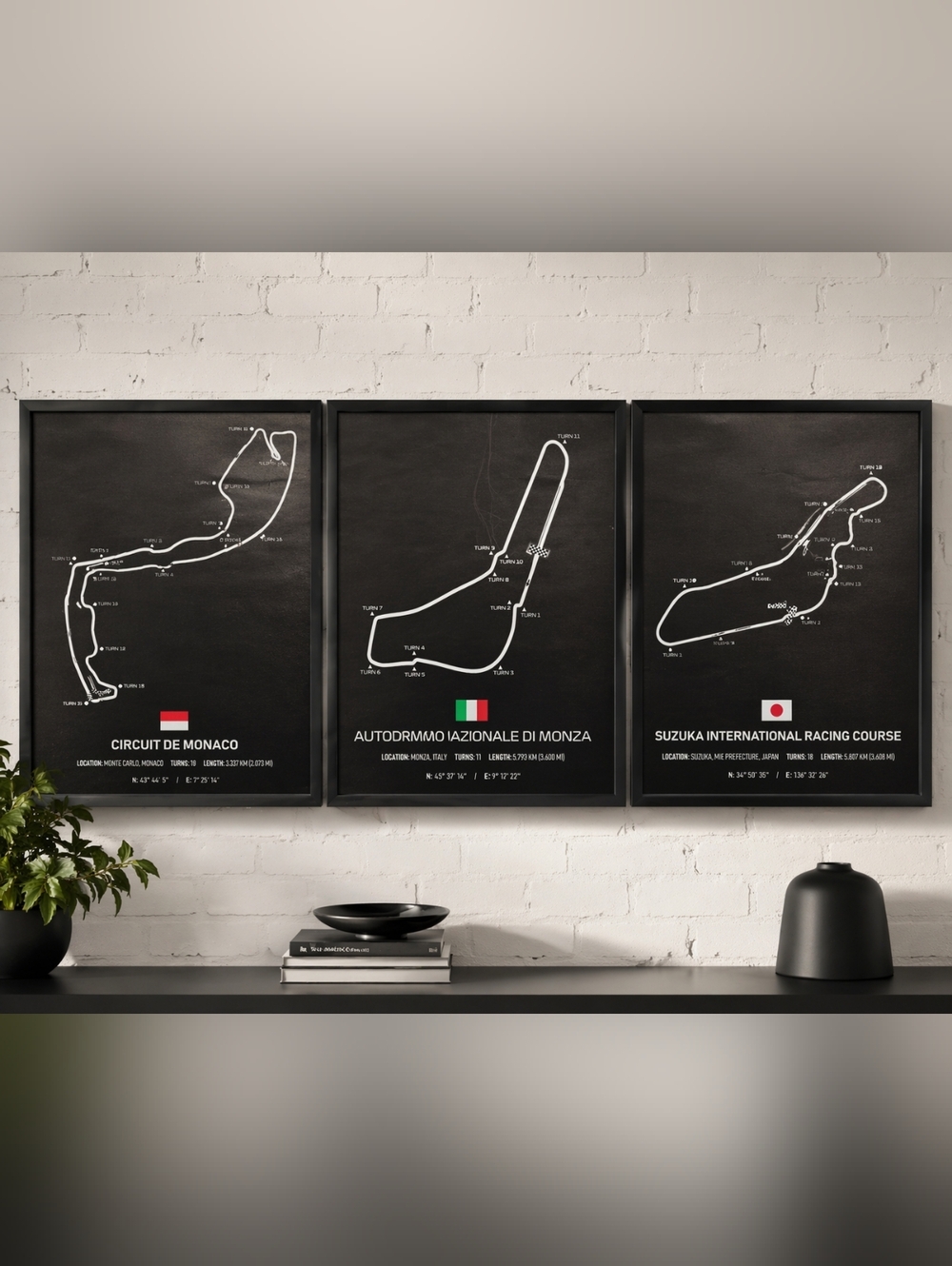 F1 Racing Circuit Posters Monaco Suzuka Monza Wall Art Set